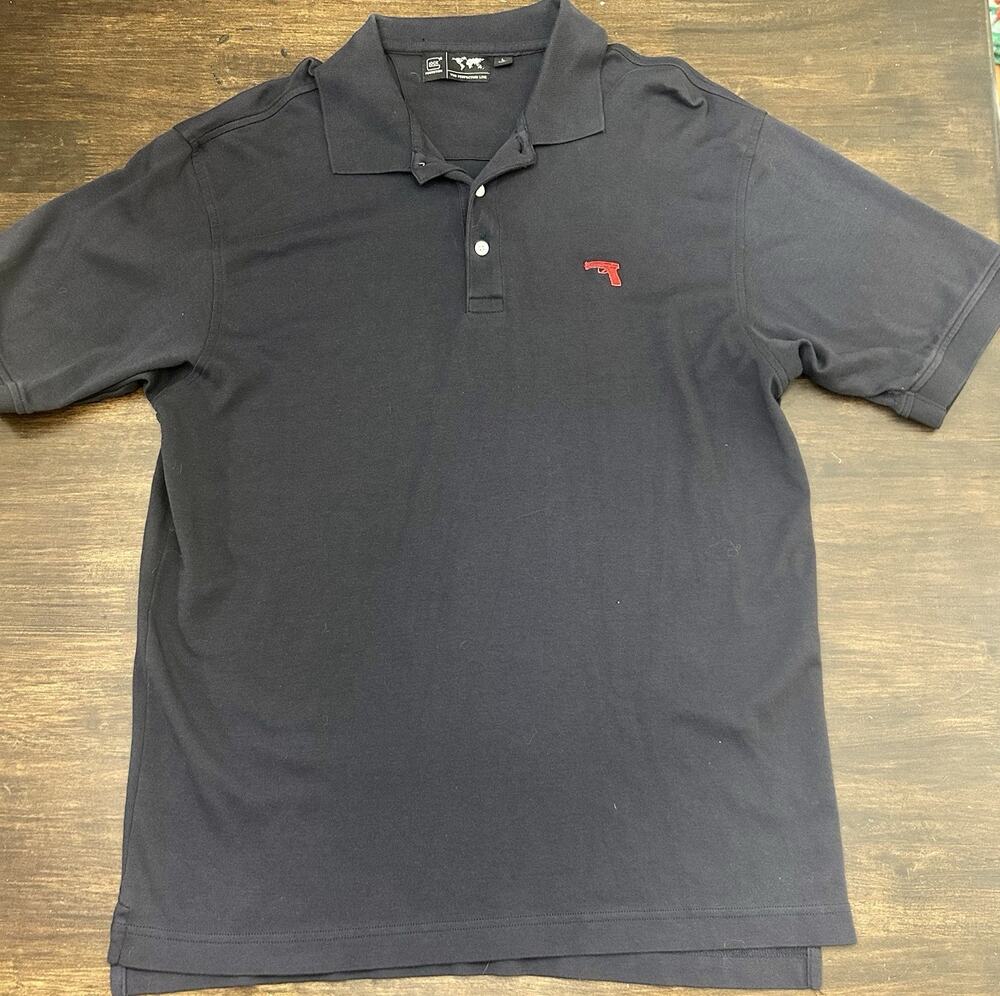 Vintage GLOCK Perfection Navy Short Sleeve Polo Shirt Logo Men’s Large L RARE